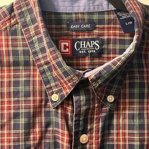 Chaps Men's Plaid Shirt - Red and Green Sz Large